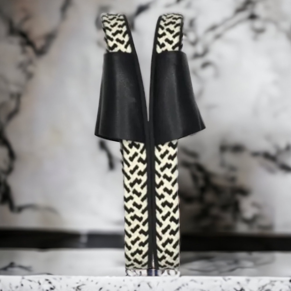Eileen Fisher Pear Sandals 7 Slides Black + White Molded Leather Footbed NIB - Picture 6 of 14